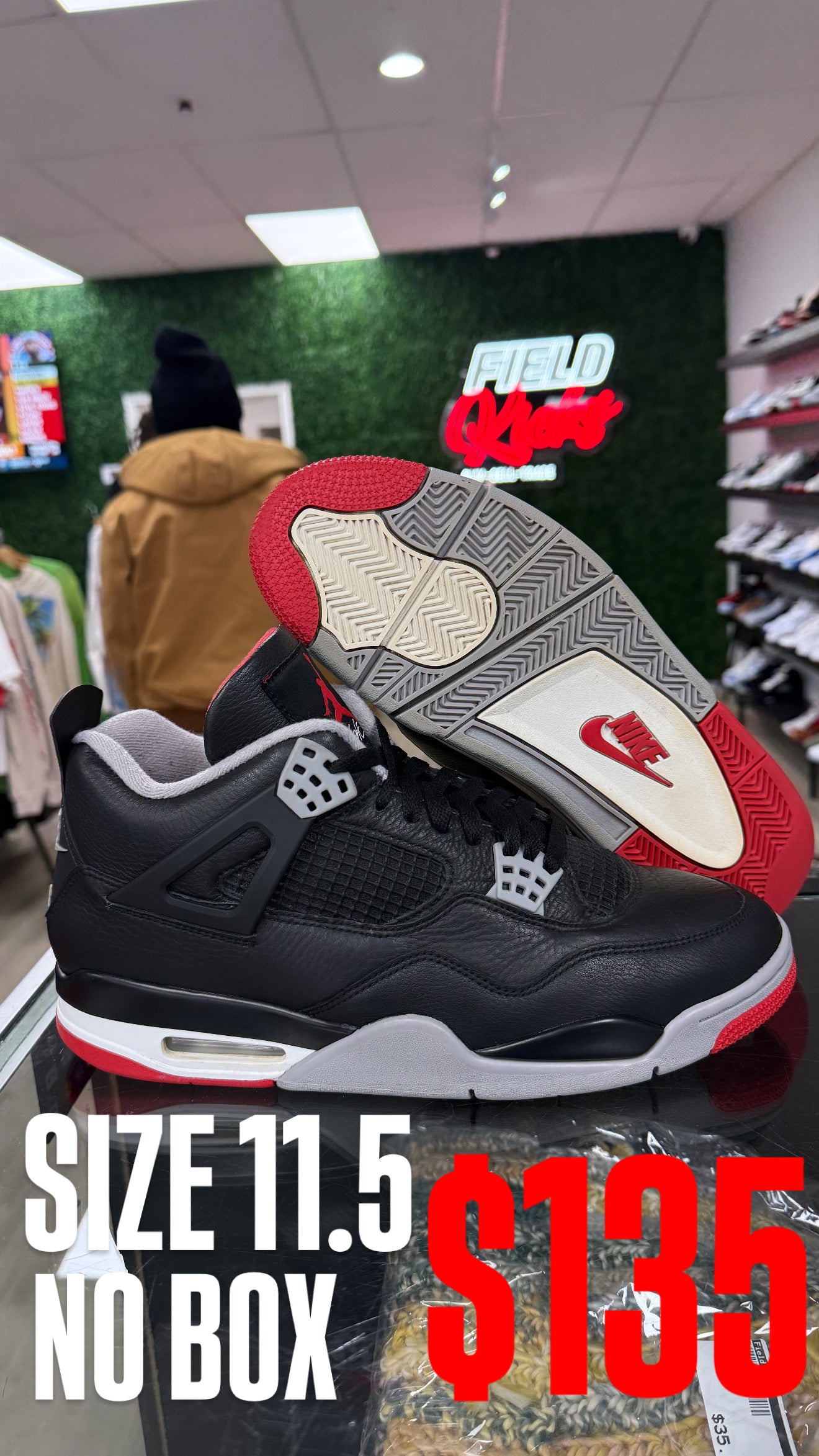 Jordan 4 bred 4 used no box